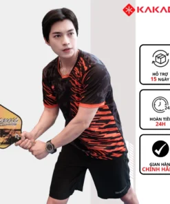 Set bộ thể thao nam KAKADO màu đen cam cổ tròn vải thun mát lạnh, co giãn, thấm hút tốt [MÃ KD14]