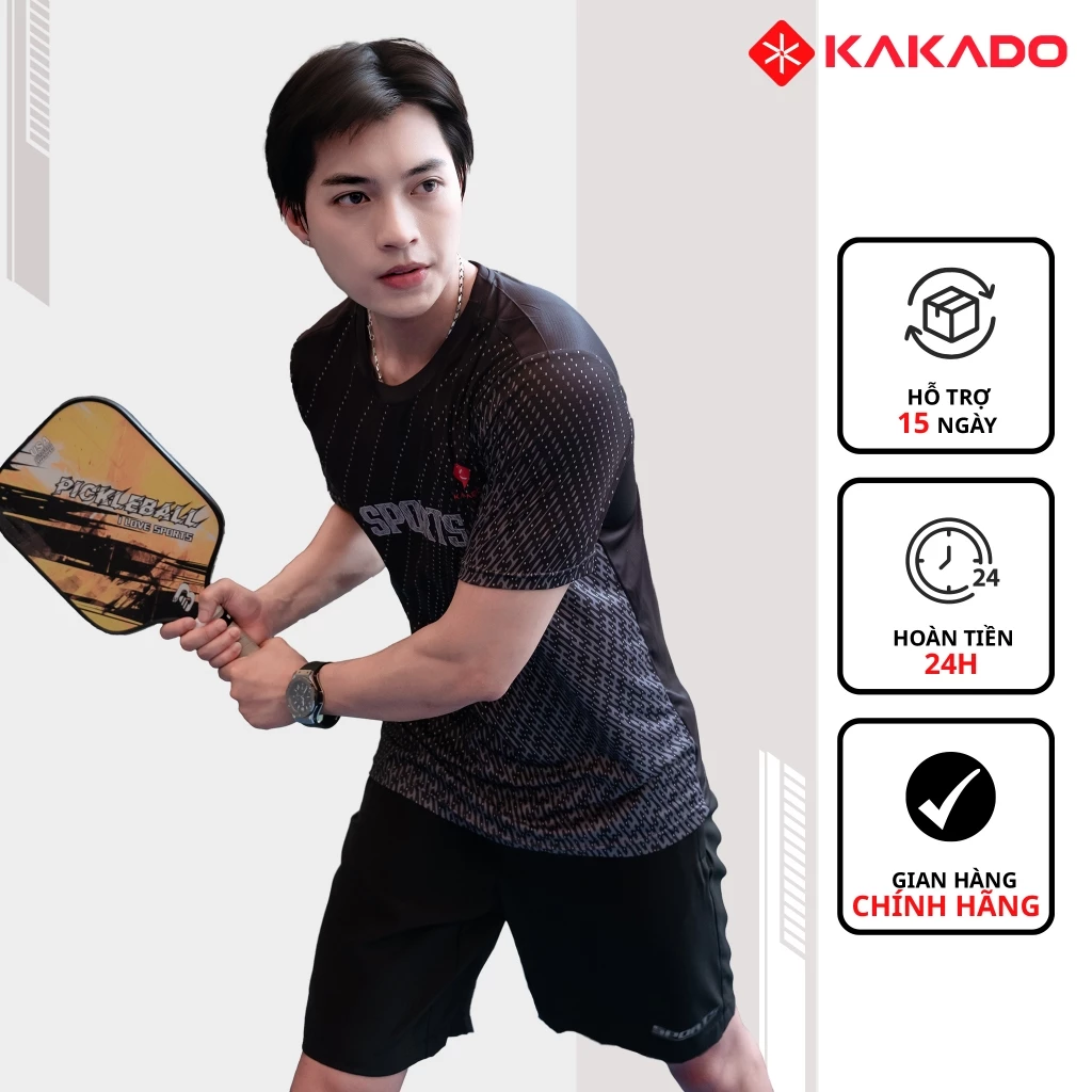 Set bộ thể thao nam KAKADO màu đen cổ tròn cao cấp, chất thun lạnh, co giãn, thấm hút tốt [MÃ KD13]